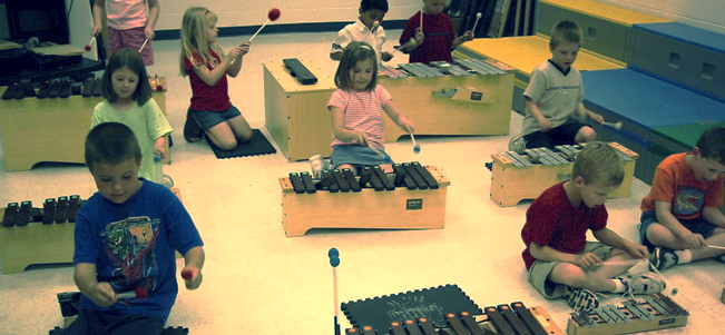 Children playing during one of the interactive concerts
